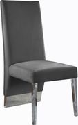 Chrome base / gray velvet glam style dining chair by Meridian additional picture 4
