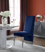 Chrome base / navy velvet glam style dining chair by Meridian additional picture 3