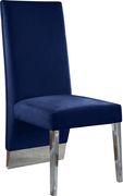 Chrome base / navy velvet glam style dining chair by Meridian additional picture 4