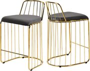 Gray velvet seat / golden base bar stool by Meridian additional picture 4
