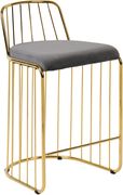 Gray velvet seat / golden base bar stool by Meridian additional picture 5