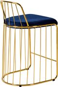 Navy velvet seat / golden base bar stool by Meridian additional picture 2
