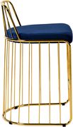 Navy velvet seat / golden base bar stool by Meridian additional picture 3