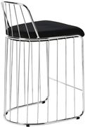 Black velvet / chrome wired design bar stool by Meridian additional picture 2