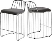 Gray velvet / chrome wired design bar stool by Meridian additional picture 4