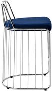 Navy velvet / chrome wired design bar stool by Meridian additional picture 3