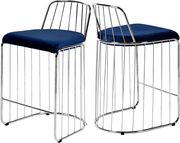 Navy velvet / chrome wired design bar stool by Meridian additional picture 4