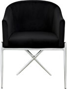 Elegant x-cross silver legs chair in black velvet by Meridian additional picture 2