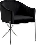 Elegant x-cross silver legs chair in black velvet by Meridian additional picture 3