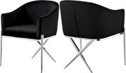 Elegant x-cross silver legs chair in black velvet by Meridian additional picture 5