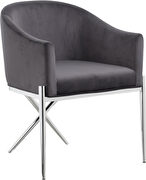 Elegant x-cross silver legs chair in gray velvet by Meridian additional picture 3