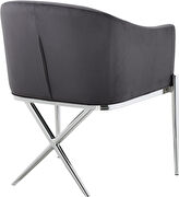 Elegant x-cross silver legs chair in gray velvet by Meridian additional picture 5