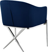 Elegant x-cross silver legs chair in navy blue velvet by Meridian additional picture 3