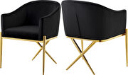 Elegant x-cross gold legs chair in black velvet by Meridian additional picture 2