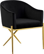 Elegant x-cross gold legs chair in black velvet by Meridian additional picture 3