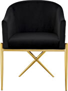 Elegant x-cross gold legs chair in black velvet by Meridian additional picture 4