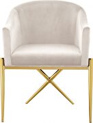 Elegant x-cross gold legs chair in cream velvet by Meridian additional picture 2