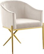 Elegant x-cross gold legs chair in cream velvet by Meridian additional picture 3
