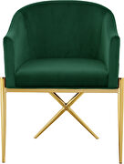 Elegant x-cross gold legs chair in green velvet by Meridian additional picture 4