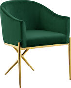 Elegant x-cross gold legs chair in green velvet by Meridian additional picture 5