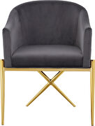 Elegant x-cross gold legs chair in gray velvet by Meridian additional picture 2