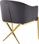 Elegant x-cross gold legs chair in gray velvet by Meridian additional picture 5