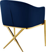 Elegant x-cross gold legs chair in navy blue velvet by Meridian additional picture 5