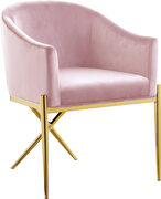 Elegant x-cross gold legs chair in pink velvet by Meridian additional picture 2