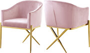 Elegant x-cross gold legs chair in pink velvet by Meridian additional picture 3