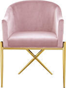Elegant x-cross gold legs chair in pink velvet by Meridian additional picture 5