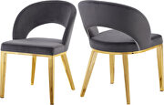 Glam style gold legs / velvet dining chair by Meridian additional picture 5
