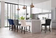 Wing back gray velvet tufted bar stool by Meridian additional picture 2