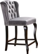 Wing back gray velvet tufted bar stool by Meridian additional picture 3
