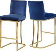 Navy velvet / gold base counter height stool by Meridian additional picture 3