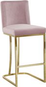Pink velvet / gold base counter height stool by Meridian additional picture 5