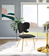 Butterfly back black velvet dining chair by Meridian additional picture 2