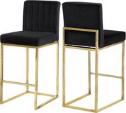 Black velvet fabric / gold base bar height stool by Meridian additional picture 3