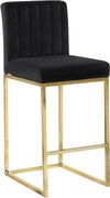 Black velvet fabric / gold base bar height stool additional photo 5 of 4