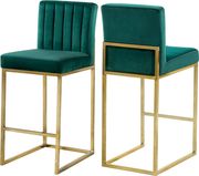 Green velvet fabric / gold base bar height stool by Meridian additional picture 3