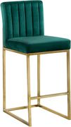 Green velvet fabric / gold base bar height stool by Meridian additional picture 5