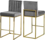 Gray velvet fabric / gold base bar height stool by Meridian additional picture 3