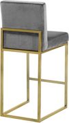 Gray velvet fabric / gold base bar height stool by Meridian additional picture 4