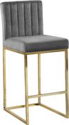 Gray velvet fabric / gold base bar height stool by Meridian additional picture 5