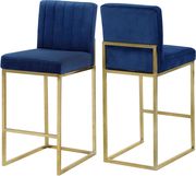 Navyvelvet fabric / gold base bar height stool by Meridian additional picture 3