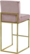 Pink velvet fabric / gold base bar height stool by Meridian additional picture 4