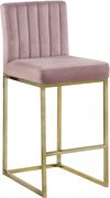 Pink velvet fabric / gold base bar height stool by Meridian additional picture 5