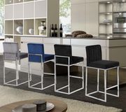 Chrome / gray velvet contemporary bar stool additional photo 2 of 4