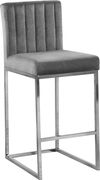 Chrome / gray velvet contemporary bar stool additional photo 5 of 4