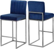 Chrome / navy velvet contemporary bar stool by Meridian additional picture 3