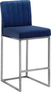 Chrome / navy velvet contemporary bar stool by Meridian additional picture 5